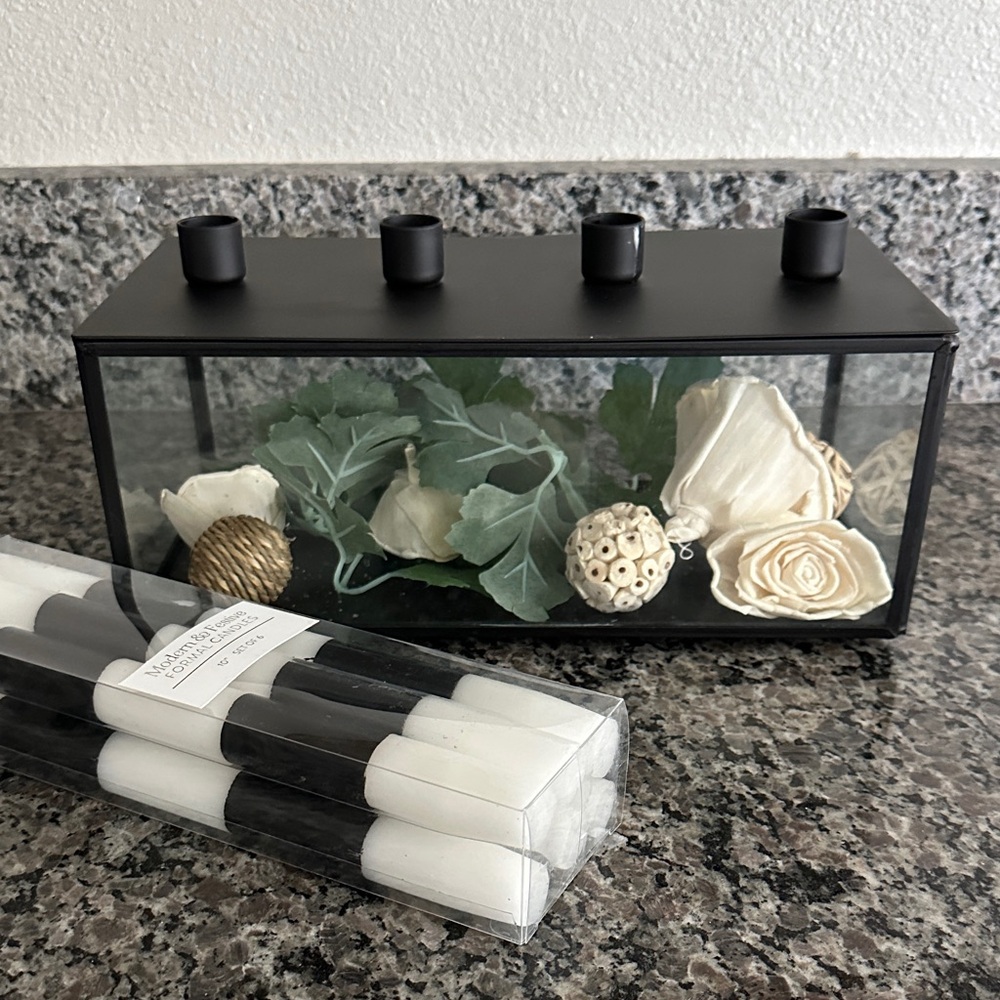 Hearth & Hand Black Candle Holder with Cream Accents